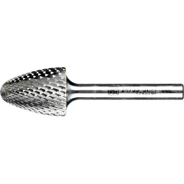 PFERD - 3/4" Cut Diam, 1/4" Shank Diam, Tree with Radius Head Diamond Cut Burr - Tungsten Carbide, 1" LOC, 2-3/4" OAL - Apex Tool & Supply