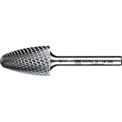 PFERD - 3/4" Cut Diam, 1/4" Shank Diam, Tree with Radius Head Diamond Cut Burr - Tungsten Carbide, 1-1/4" LOC, 3" OAL - Apex Tool & Supply