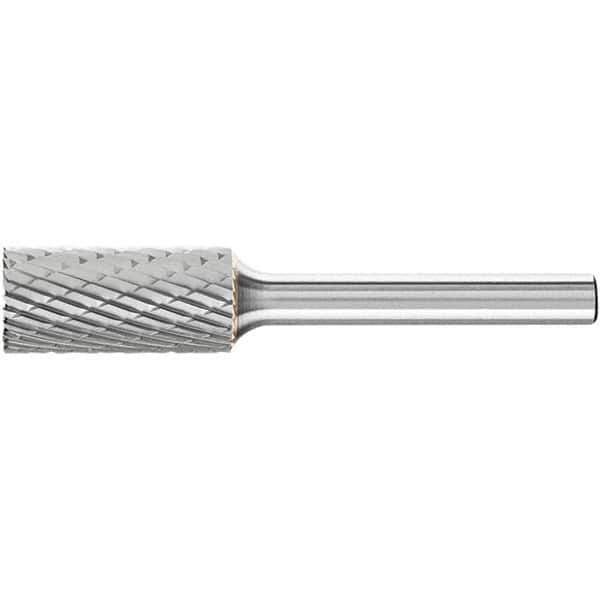 PFERD - 7/16" Cut Diam, 1/4" Shank Diam, Cylinder with End Cut Head Double Cut Burr - Tungsten Carbide, 1" LOC, 2-3/4" OAL - Apex Tool & Supply
