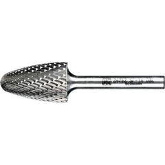 PFERD - 3/4" Cut Diam, 1/4" Shank Diam, Tree with Radius Head Double Cut Burr - Tungsten Carbide, 1-1/4" LOC, 3" OAL - Apex Tool & Supply