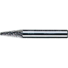PFERD - 1/4" Cut Diam, 1/4" Shank Diam, 14° Taper Head Double Cut Burr - Tungsten Carbide, 5/8" LOC, 1-15/16" OAL - Apex Tool & Supply