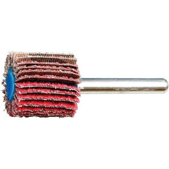 PFERD - 1" Diam x 1" Face Width, Ceramic Coated Mounted Flap Wheel - 1/4" Shank Mount, 40 Grit, 25,000 Max RPM - Apex Tool & Supply