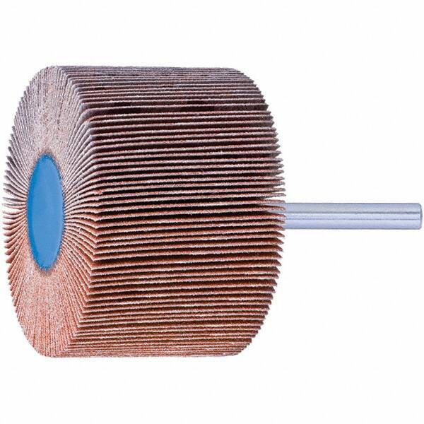 PFERD - 1" Diam x 1" Face Width, Ceramic Coated Mounted Flap Wheel - 1/4" Shank Mount, 120 Grit, 25,000 Max RPM - Apex Tool & Supply