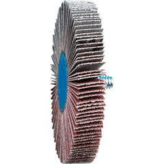 PFERD - 3" Diam x 1/2" Face Width, Aluminum Oxide Coated Mounted Flap Wheel - 1/4-20 Threaded Mount, 80 Grit, 20,000 Max RPM - Apex Tool & Supply