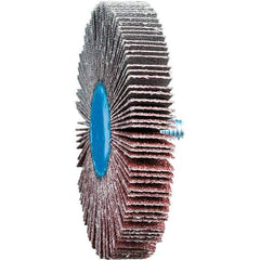 PFERD - 3" Diam x 1/2" Face Width, Aluminum Oxide Coated Mounted Flap Wheel - 1/4-20 Threaded Mount, 60 Grit, 20,000 Max RPM - Apex Tool & Supply