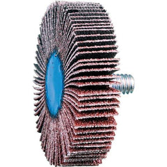 PFERD - 2" Diam x 1/2" Face Width, Aluminum Oxide Coated Mounted Flap Wheel - 1/4-20 Threaded Mount, 60 Grit, 23,000 Max RPM - Apex Tool & Supply