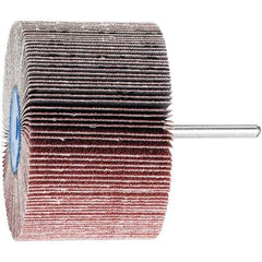 PFERD - 3" Diam x 2" Face Width, Aluminum Oxide Coated Mounted Flap Wheel - 1/4" Shank Mount, 80 Grit, 6,000 Max RPM - Apex Tool & Supply