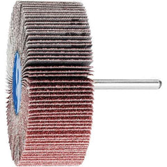 PFERD - 3" Diam x 1" Face Width, Aluminum Oxide Coated Mounted Flap Wheel - 1/4" Shank Mount, 60 Grit, 20,000 Max RPM - Apex Tool & Supply