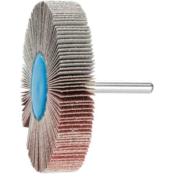 PFERD - 3" Diam x 1/2" Face Width, Aluminum Oxide Coated Mounted Flap Wheel - 1/4" Shank Mount, 80 Grit, 20,000 Max RPM - Apex Tool & Supply