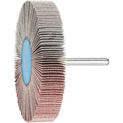PFERD - 3" Diam x 1/2" Face Width, Aluminum Oxide Coated Mounted Flap Wheel - 1/4" Shank Mount, 120 Grit, 20,000 Max RPM - Apex Tool & Supply