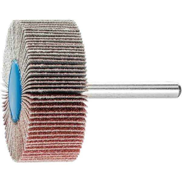 PFERD - 2" Diam x 3/4" Face Width, Aluminum Oxide Coated Mounted Flap Wheel - 1/4" Shank Mount, 80 Grit, 23,000 Max RPM - Apex Tool & Supply