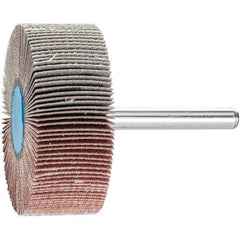 PFERD - 2" Diam x 3/4" Face Width, Aluminum Oxide Coated Mounted Flap Wheel - 1/4" Shank Mount, 180 Grit, 23,000 Max RPM - Apex Tool & Supply
