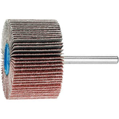 PFERD - 2" Diam x 1" Face Width, Aluminum Oxide Coated Mounted Flap Wheel - 1/4" Shank Mount, 60 Grit, 23,000 Max RPM - Apex Tool & Supply