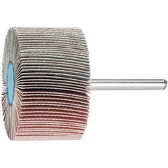 PFERD - 2" Diam x 1" Face Width, Aluminum Oxide Coated Mounted Flap Wheel - 1/4" Shank Mount, 240 Grit, 23,000 Max RPM - Apex Tool & Supply
