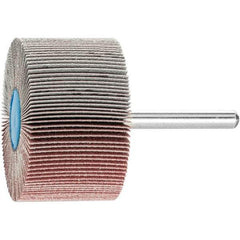 PFERD - 2" Diam x 1" Face Width, Aluminum Oxide Coated Mounted Flap Wheel - 1/4" Shank Mount, 180 Grit, 23,000 Max RPM - Apex Tool & Supply