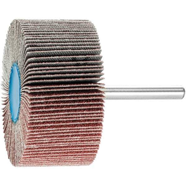 PFERD - 2-1/2" Diam x 1" Face Width, Aluminum Oxide Coated Mounted Flap Wheel - 1/4" Shank Mount, 80 Grit, 23,000 Max RPM - Apex Tool & Supply