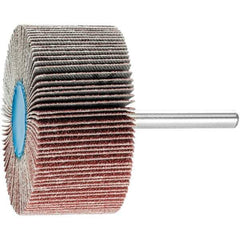 PFERD - 2-1/2" Diam x 1" Face Width, Aluminum Oxide Coated Mounted Flap Wheel - 1/4" Shank Mount, 80 Grit, 23,000 Max RPM - Apex Tool & Supply