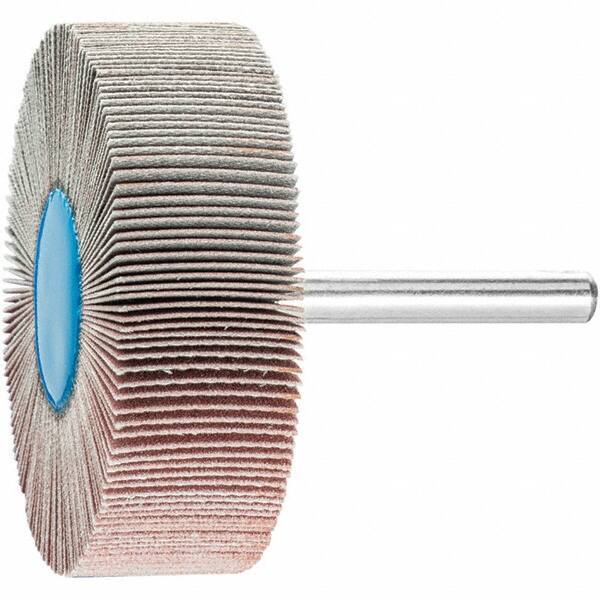 PFERD - 2-1/2" Diam x 1" Face Width, Aluminum Oxide Coated Mounted Flap Wheel - 1/4" Shank Mount, 320 Grit, 23,000 Max RPM - Apex Tool & Supply