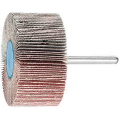 PFERD - 2-1/2" Diam x 1" Face Width, Aluminum Oxide Coated Mounted Flap Wheel - 1/4" Shank Mount, 120 Grit, 23,000 Max RPM - Apex Tool & Supply