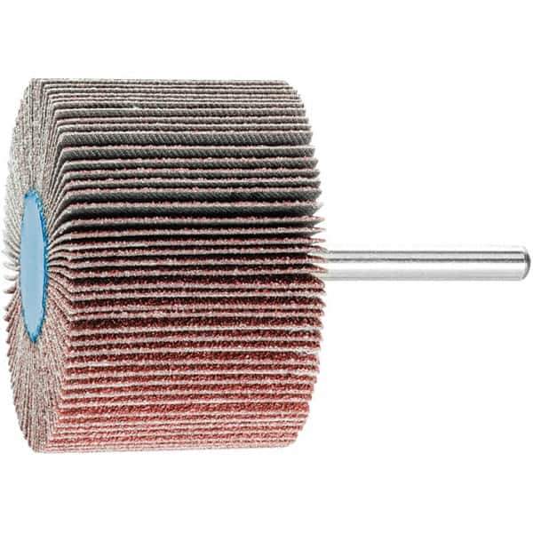 PFERD - 2-1/2" Diam x 1-1/2" Face Width, Aluminum Oxide Coated Mounted Flap Wheel - 1/4" Shank Mount, 60 Grit, 13,000 Max RPM - Apex Tool & Supply