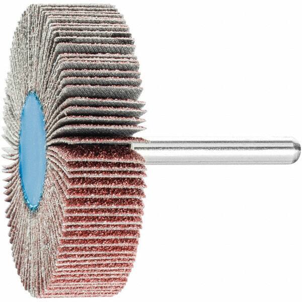 PFERD - 2-1/2" Diam x 1/2" Face Width, Aluminum Oxide Coated Mounted Flap Wheel - 1/4" Shank Mount, 60 Grit, 23,000 Max RPM - Apex Tool & Supply