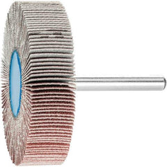 PFERD - 2-1/2" Diam x 1/2" Face Width, Aluminum Oxide Coated Mounted Flap Wheel - 1/4" Shank Mount, 120 Grit, 23,000 Max RPM - Apex Tool & Supply