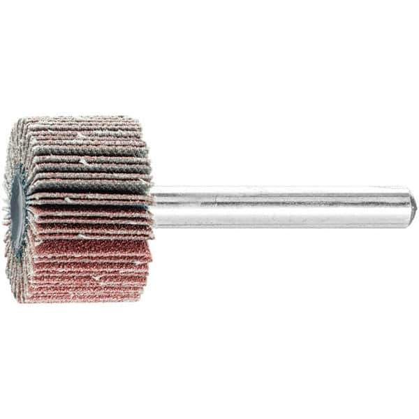 PFERD - 1" Diam x 5/8" Face Width, Aluminum Oxide Coated Mounted Flap Wheel - 1/4" Shank Mount, 120 Grit, 25,000 Max RPM - Apex Tool & Supply