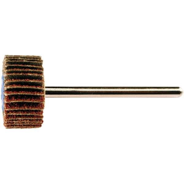 PFERD - 1" Diam x 1" Face Width, Aluminum Oxide Coated Mounted Flap Wheel - 1/8" Shank Mount, 80 Grit, 25,000 Max RPM - Apex Tool & Supply