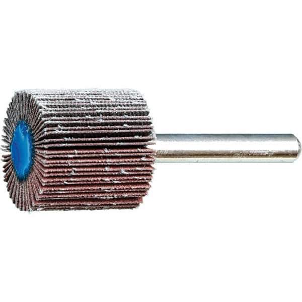 PFERD - 1" Diam x 1" Face Width, Aluminum Oxide Coated Mounted Flap Wheel - 1/4" Shank Mount, 320 Grit, 25,000 Max RPM - Apex Tool & Supply