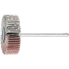 PFERD - 1-3/16" Diam x 3/8" Face Width, Aluminum Oxide Coated Mounted Flap Wheel - 1/8" Shank Mount, 120 Grit, 25,000 Max RPM - Apex Tool & Supply