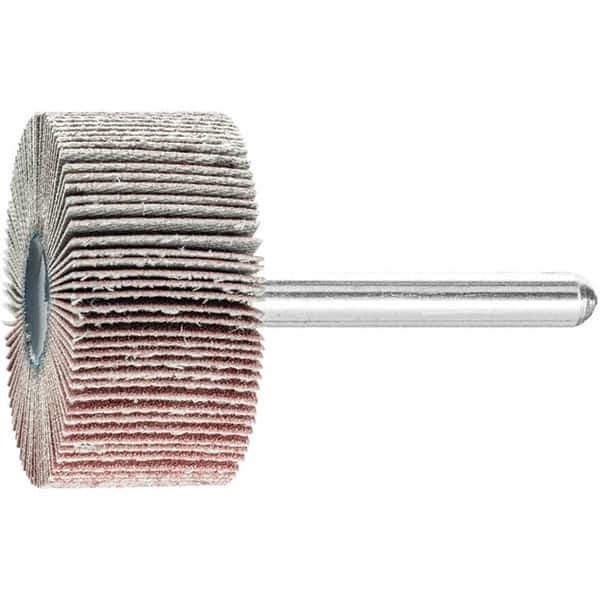 PFERD - 1-1/2" Diam x 1" Face Width, Aluminum Oxide Coated Mounted Flap Wheel - 1/4" Shank Mount, 180 Grit, 23,000 Max RPM - Apex Tool & Supply