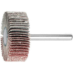 PFERD - 1-1/2" Diam x 1/2" Face Width, Aluminum Oxide Coated Mounted Flap Wheel - 1/4" Shank Mount, 60 Grit, 23,000 Max RPM - Apex Tool & Supply