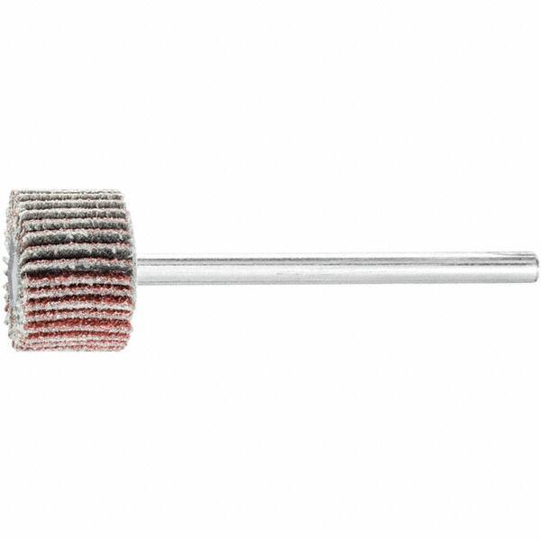 PFERD - 5/8" Diam x 3/8" Face Width, Aluminum Oxide Coated Mounted Flap Wheel - 1/8" Shank Mount, 80 Grit, 50,000 Max RPM - Apex Tool & Supply