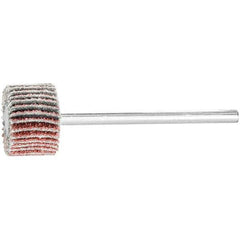 PFERD - 5/8" Diam x 3/8" Face Width, Aluminum Oxide Coated Mounted Flap Wheel - 1/8" Shank Mount, 60 Grit, 50,000 Max RPM - Apex Tool & Supply
