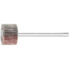 PFERD - 5/8" Diam x 3/8" Face Width, Aluminum Oxide Coated Mounted Flap Wheel - 1/8" Shank Mount, 180 Grit, 50,000 Max RPM - Apex Tool & Supply