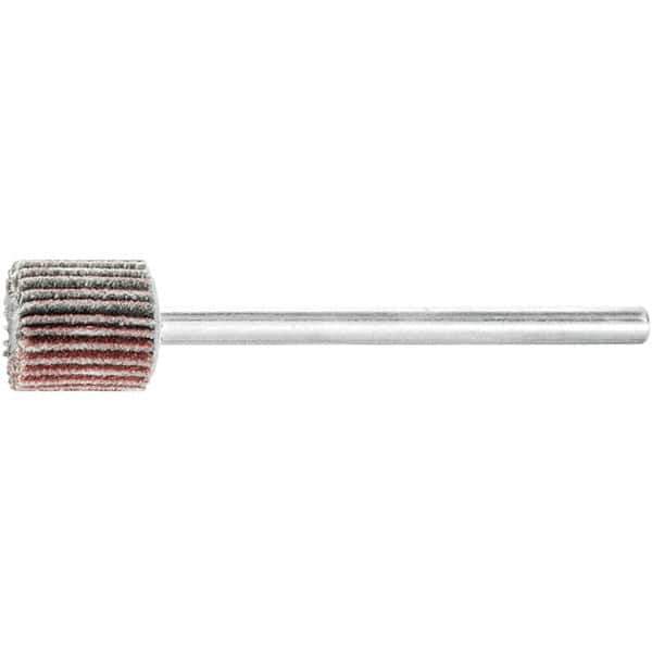 PFERD - 3/8" Diam x 3/8" Face Width, Aluminum Oxide Coated Mounted Flap Wheel - 1/8" Shank Mount, 180 Grit, 75,000 Max RPM - Apex Tool & Supply