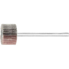 PFERD - 5/8" Diam x 3/8" Face Width, Aluminum Oxide Coated Mounted Flap Wheel - 1/8" Shank Mount, 240 Grit, 50,000 Max RPM - Apex Tool & Supply