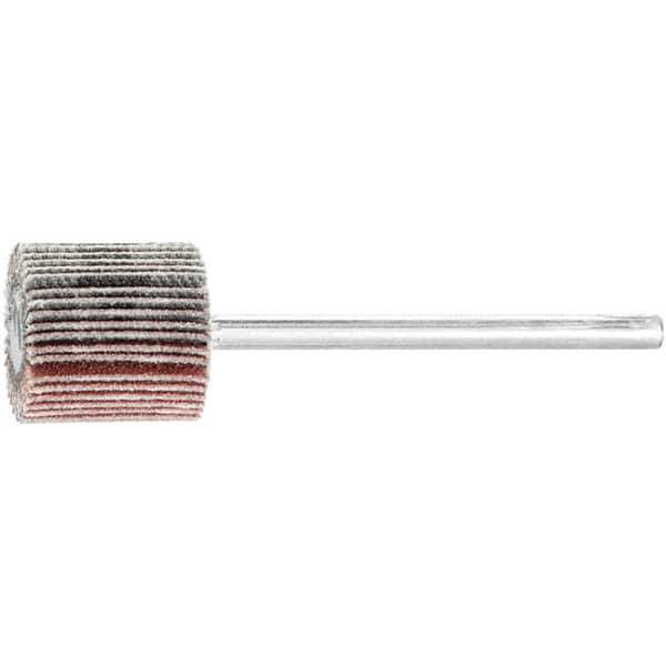 PFERD - 5/8" Diam x 5/8" Face Width, Aluminum Oxide Coated Mounted Flap Wheel - 1/8" Shank Mount, 180 Grit, 50,000 Max RPM - Apex Tool & Supply