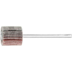PFERD - 5/8" Diam x 5/8" Face Width, Aluminum Oxide Coated Mounted Flap Wheel - 1/8" Shank Mount, 180 Grit, 50,000 Max RPM - Apex Tool & Supply