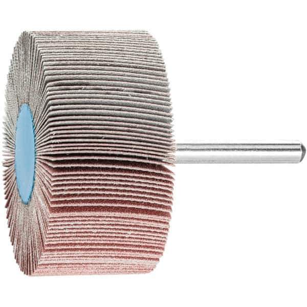 PFERD - 2-1/2" Diam x 1" Face Width, Aluminum Oxide Coated Mounted Flap Wheel - 1/4" Shank Mount, 180 Grit, 23,000 Max RPM - Apex Tool & Supply