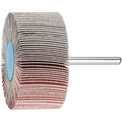 PFERD - 2-1/2" Diam x 1" Face Width, Aluminum Oxide Coated Mounted Flap Wheel - 1/4" Shank Mount, 180 Grit, 23,000 Max RPM - Apex Tool & Supply