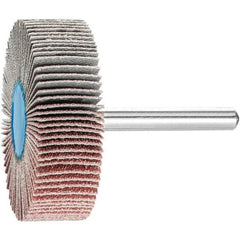 PFERD - 2" Diam x 1/2" Face Width, Aluminum Oxide Coated Mounted Flap Wheel - 1/4" Shank Mount, 80 Grit, 23,000 Max RPM - Apex Tool & Supply