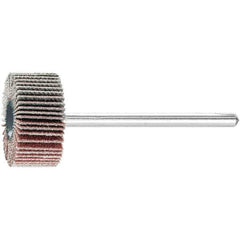 PFERD - 3/4" Diam x 3/8" Face Width, Aluminum Oxide Coated Mounted Flap Wheel - 1/8" Shank Mount, 180 Grit, 38,100 Max RPM - Apex Tool & Supply