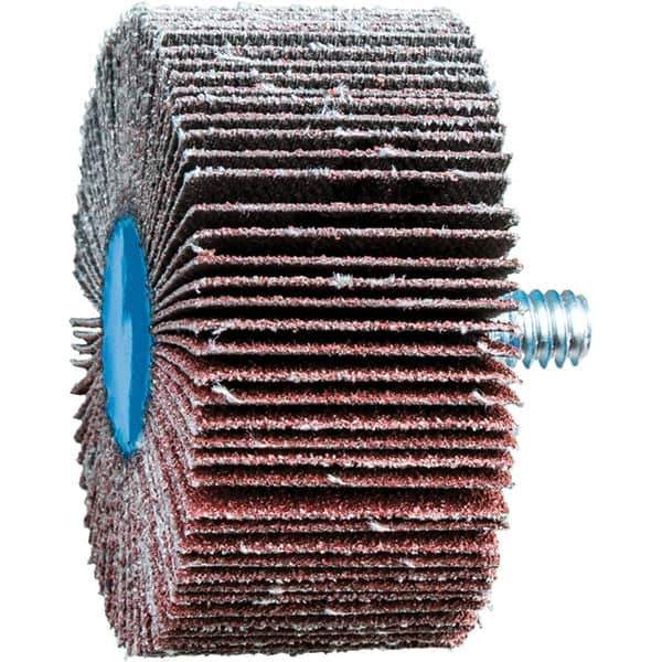 PFERD - 2" Diam x 1" Face Width, Aluminum Oxide Coated Mounted Flap Wheel - 1/4-20 Threaded Mount, 80 Grit, 23,000 Max RPM - Apex Tool & Supply