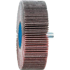 PFERD - 3" Diam x 1" Face Width, Aluminum Oxide Coated Mounted Flap Wheel - 1/4-20 Threaded Mount, 120 Grit, 20,000 Max RPM - Apex Tool & Supply