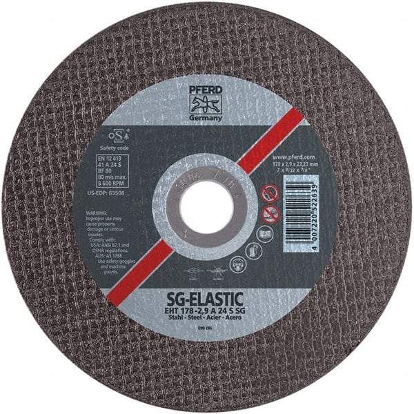 PFERD - 7" Aluminum Oxide Cutoff Wheel - 1/8" Thick, 7/8" Arbor, Use with Angle Grinders - Apex Tool & Supply