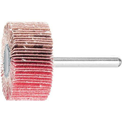 PFERD - 1-1/2" Diam x 1" Face Width, Ceramic Coated Mounted Flap Wheel - 1/4" Shank Mount, 120 Grit, 25,000 Max RPM - Apex Tool & Supply