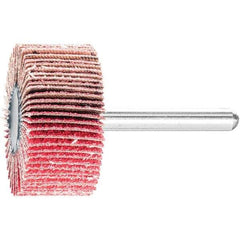 PFERD - 1-1/2" Diam x 1" Face Width, Ceramic Coated Mounted Flap Wheel - 1/4" Shank Mount, 80 Grit, 25,000 Max RPM - Apex Tool & Supply