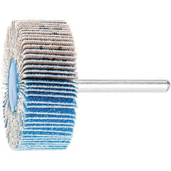 PFERD - 2" Diam x 1" Face Width, Aluminum Oxide Coated Mounted Flap Wheel - 1/4" Shank Mount, 80 Grit, 23,000 Max RPM - Apex Tool & Supply