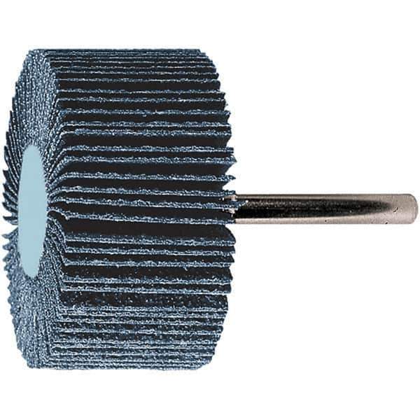 PFERD - 2-1/2" Diam x 1" Face Width, Aluminum Oxide Coated Mounted Flap Wheel - 1/4" Shank Mount, 120 Grit, 23,000 Max RPM - Apex Tool & Supply